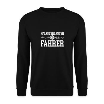 Pflasterlaster fahrer - Unisex Pullover - Schwarz - Vorne - Alina (178cm) & Michal (187cm)