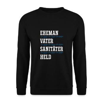 Ehemann Vater Sanitäter Held - Unisex Pullover - Schwarz - Vorne - Alina (178cm) & Michal (187cm)