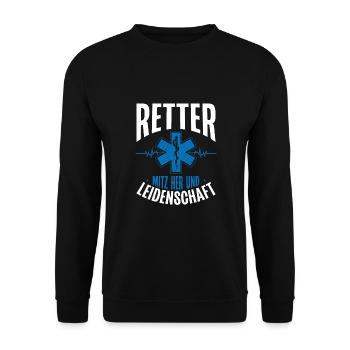 Retter Mit Herz Und Leidenschaft - Unisex Pullover - Schwarz - Vorne - Alina (178cm) & Michal (187cm)