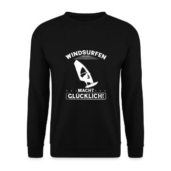 Windsurfen Macht Glücklich - Unisex Pullover - Schwarz - Vorne - Alina (178cm) & Michal (187cm)