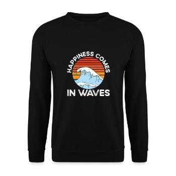 Le bonheur vient par vagues - Sweat-shirt Unisexe - noir - Devant - Alina (178cm) & Michal (187cm)
