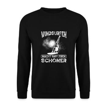 Windsurfen Macht Das Leben Schöner - Unisex Pullover - Schwarz - Vorne - Alina (178cm) & Michal (187cm)