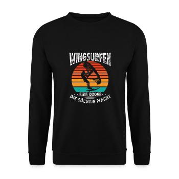 Wingsurfing Macht Mich Süchtig - Unisex Pullover - Schwarz - Vorne - Alina (178cm) & Michal (187cm)