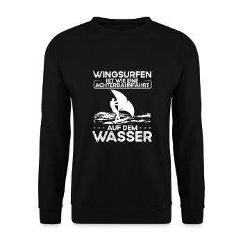 Wingsurfing Ist Wie Eine Achterbahnfahrt - Unisex Pullover - Schwarz - Vorne - Alina (178cm) & Michal (187cm)