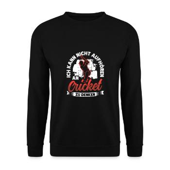 Ich Kann Nicht Aufhören, An Cricket Zu - Unisex Pullover - Schwarz - Vorne - Alina (178cm) & Michal (187cm)