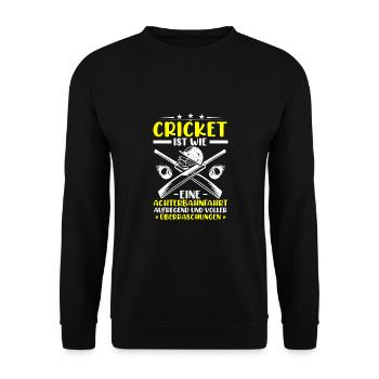 Cricket Ist Wie Eine Achterbahnfahrt - Unisex Pullover - Schwarz - Vorne - Alina (178cm) & Michal (187cm)