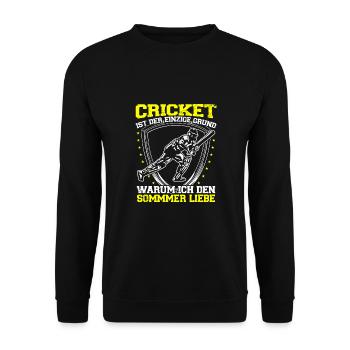 Cricket Ist Der Grund, Warum Ich Den - Unisex Pullover - Schwarz - Vorne - Alina (178cm) & Michal (187cm)
