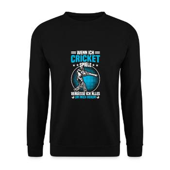 Wenn Ich Cricket Spiele, Vergesse Ich - Unisex Pullover - Schwarz - Vorne - Alina (178cm) & Michal (187cm)
