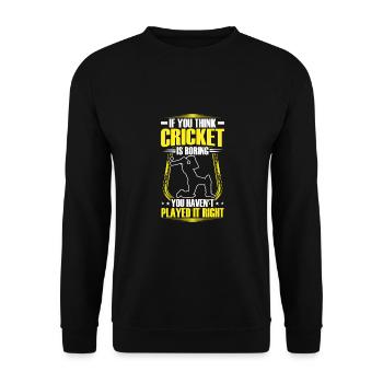 Cricket Ist Nicht Langweilig - Unisex Pullover - Schwarz - Vorne - Alina (178cm) & Michal (187cm)
