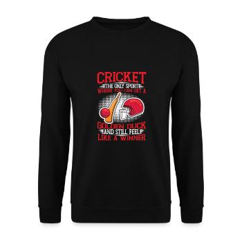 Im Cricket Kann Man Eine Goldene Ente - Unisex Pullover - Schwarz - Vorne - Alina (178cm) & Michal (187cm)
