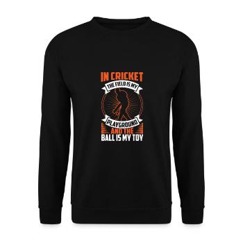 Im Cricket Ist Das Feld Mein Spielplatz - Unisex Pullover - Schwarz - Vorne - Alina (178cm) & Michal (187cm)