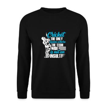 Cricket Das Spiel, Bei Dem Der Begriff - Unisex Pullover - Schwarz - Vorne - Alina (178cm) & Michal (187cm)