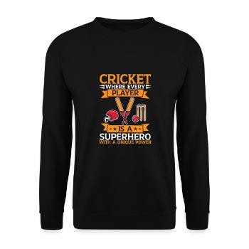 Au cricket, chaque joueur est un héros - Sweat-shirt Unisexe - noir - Devant - Alina (178cm) & Michal (187cm)