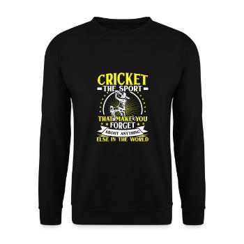 Cricket lässt dich alles andere vergesse - Unisex Pullover - Schwarz - Vorne - Alina (178cm) & Michal (187cm)