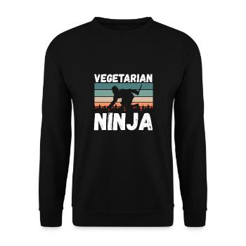 Ninja Végétarien Vintage - Sweat-shirt Unisexe - noir - Devant - Alina (178cm) & Michal (187cm)