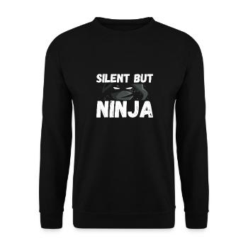 Dunkler Stiller Ninja - Unisex Pullover - Schwarz - Vorne - Alina (178cm) & Michal (187cm)