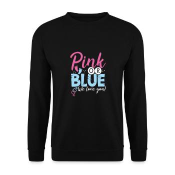 Rosa Oder Blau, Wir Lieben Dich - Unisex Pullover - Schwarz - Vorne - Alina (178cm) & Michal (187cm)