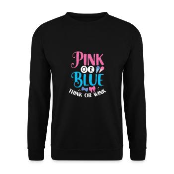 Rosa Oder Blau Denken Oder Zwinkern - Unisex Pullover - Schwarz - Vorne - Alina (178cm) & Michal (187cm)