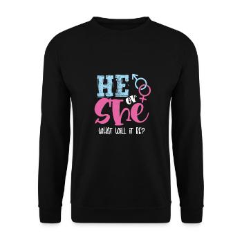 Lui ou elle, qu’est-ce que ce sera? - Sweat-shirt Unisexe - noir - Devant - Alina (178cm) & Michal (187cm)