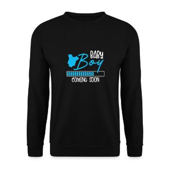 Baby boy arrive bientôt - Sweat-shirt Unisexe - noir - Devant - Alina (178cm) & Michal (187cm)