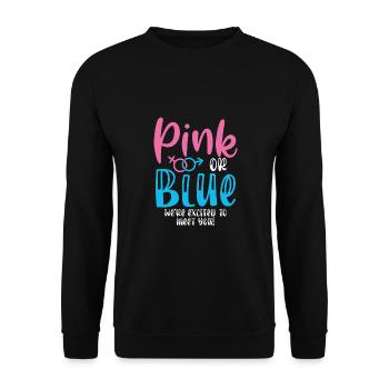 Pink Oder Blau Waren Aufgeregt, Um Dich - Unisex Pullover - Schwarz - Vorne - Alina (178cm) & Michal (187cm)