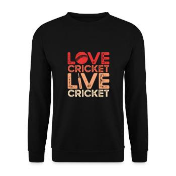 Love Cricket Live Cricket - Unisex Sweatshirt - black - Front - Alina (178cm) & Michal (187cm)