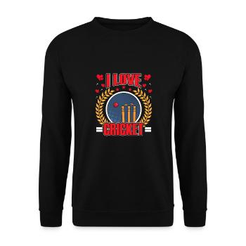 Ich Liebe Cricket - Unisex Pullover - Schwarz - Vorne - Alina (178cm) & Michal (187cm)