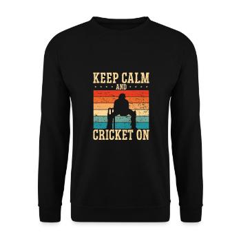 Ruhe Bewahren Und Cricket Anziehen - Unisex Pullover - Schwarz - Vorne - Alina (178cm) & Michal (187cm)