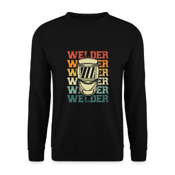 Welding helmet in retro style - Unisex Sweatshirt - black - Front - Alina (178cm) & Michal (187cm)