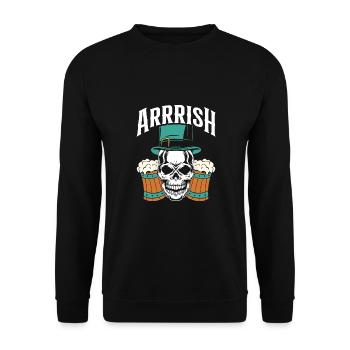 Irish skull with beer - Unisex Sweatshirt - black - Front - Alina (178cm) & Michal (187cm)