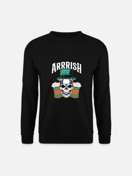 Irischer Schädel Mit Bier - Unisex Pullover - Schwarz