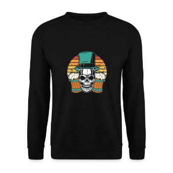 Irish Skull Retro - Unisex Sweatshirt - black - Front - Alina (178cm) & Michal (187cm)
