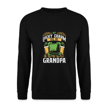 Good luck charms, call me grandpa - Unisex Sweatshirt - black - Front - Alina (178cm) & Michal (187cm)