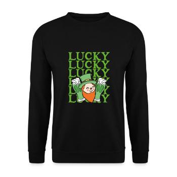 Lucky dwarf - Unisex Sweatshirt - black - Front - Alina (178cm) & Michal (187cm)