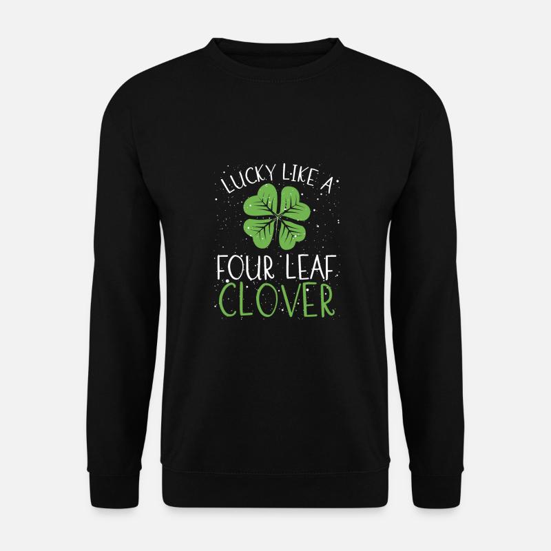 Vierblättriges Kleeblatt - Unisex Pullover - Schwarz