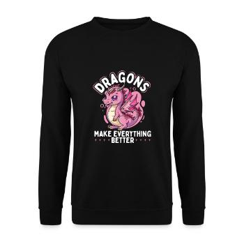 Les dragons améliorent tout - Sweat-shirt Unisexe - noir - Devant - Alina (178cm) & Michal (187cm)