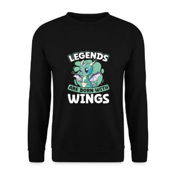 Les légendes naissent avec des ailes - Sweat-shirt Unisexe - noir - Devant - Alina (178cm) & Michal (187cm)