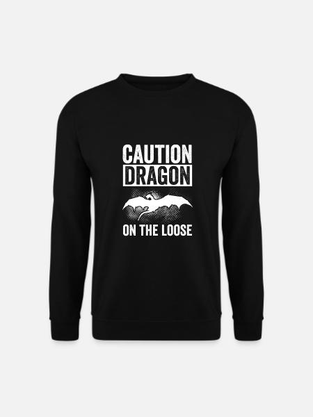 Vorsicht Drache auf freiem Fuß - Unisex Pullover - Schwarz