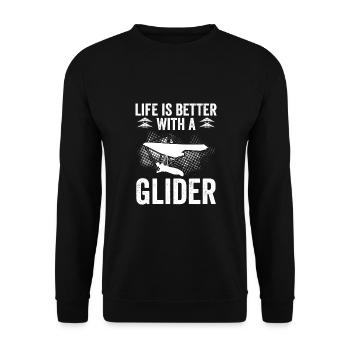 Life is better with a glider - Unisex Sweatshirt - black - Front - Alina (178cm) & Michal (187cm)