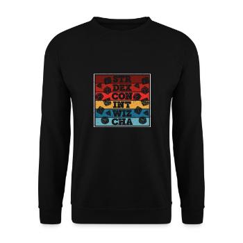 Fantasy Spiel Würfel Retro - Unisex Pullover - Schwarz - Vorne - Alina (178cm) & Michal (187cm)
