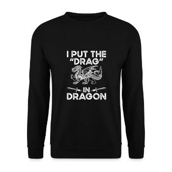 Ich Habe Den Drag In Den Drachen - Unisex Pullover - Schwarz - Vorne - Alina (178cm) & Michal (187cm)