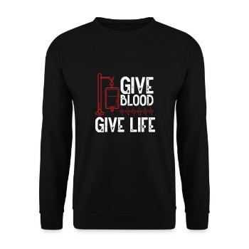 Gib Blut, Gib Leben - Unisex Pullover - Schwarz - Vorne - Alina (178cm) & Michal (187cm)