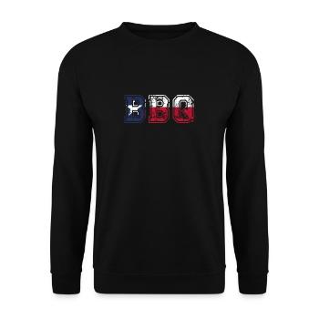 Texas-amerikanischer Grill - Unisex Pullover - Schwarz - Vorne - Alina (178cm) & Michal (187cm)