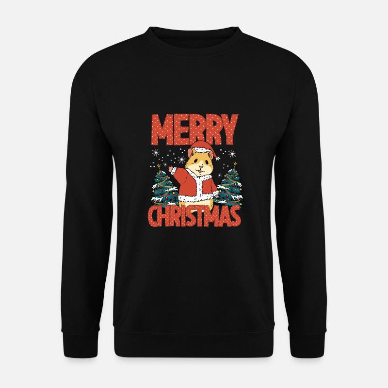 Roter Frohe Weihnachten hamster - Unisex Pullover - Schwarz
