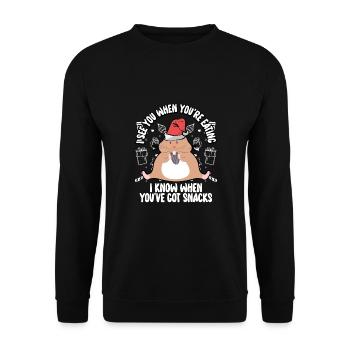 Ich Weiß, Wann Du Snacks Hast - Unisex Pullover - Schwarz - Vorne - Alina (178cm) & Michal (187cm)