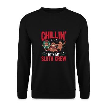 Chillen Mit Meiner Faultier crew - Unisex Pullover - Schwarz - Vorne - Alina (178cm) & Michal (187cm)