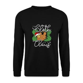Weihnachtsfaultier - Unisex Pullover - Schwarz - Vorne - Alina (178cm) & Michal (187cm)