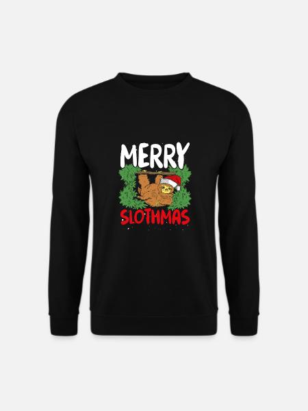 Christmas sloth with red cap - Unisex Sweatshirt - black