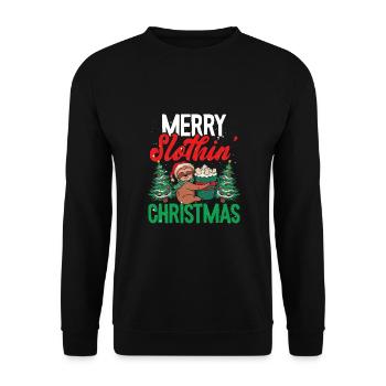Frohe faultiermäßige Weihnachten - Unisex Pullover - Schwarz - Vorne - Alina (178cm) & Michal (187cm)