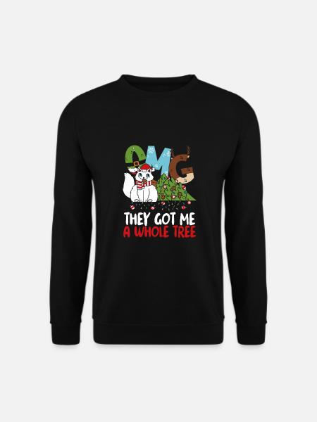 Cat with Christmas tree - Unisex Sweatshirt - black
